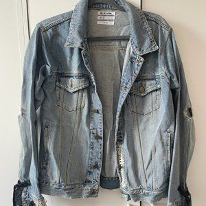 One Teaspoon Oversized Denim and Leather Jacket
